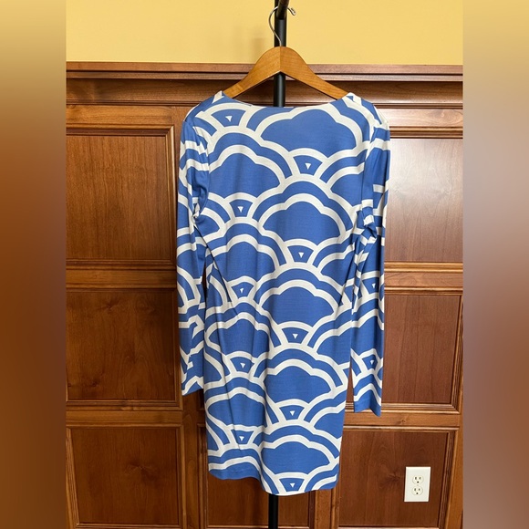 Diane Von Furstenberg Dress Reina Sky Blue White Print Size 10 - Picture 8 of 16